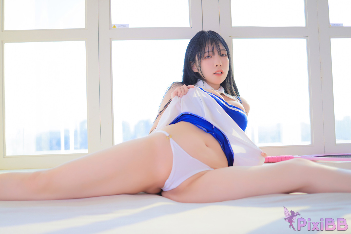 Patreon rina momorina Blue and White Swimsuit PixiBB.COM 030